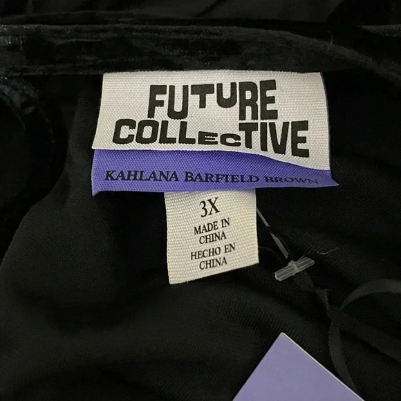 Future Collective Women Plus 3X Black Velour Party Dress Ruched Open Back NEW - Picture 3 of 9